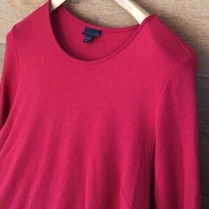 J. Jill Red Long Sleeve Baby Ribbed Women's Top L Petite